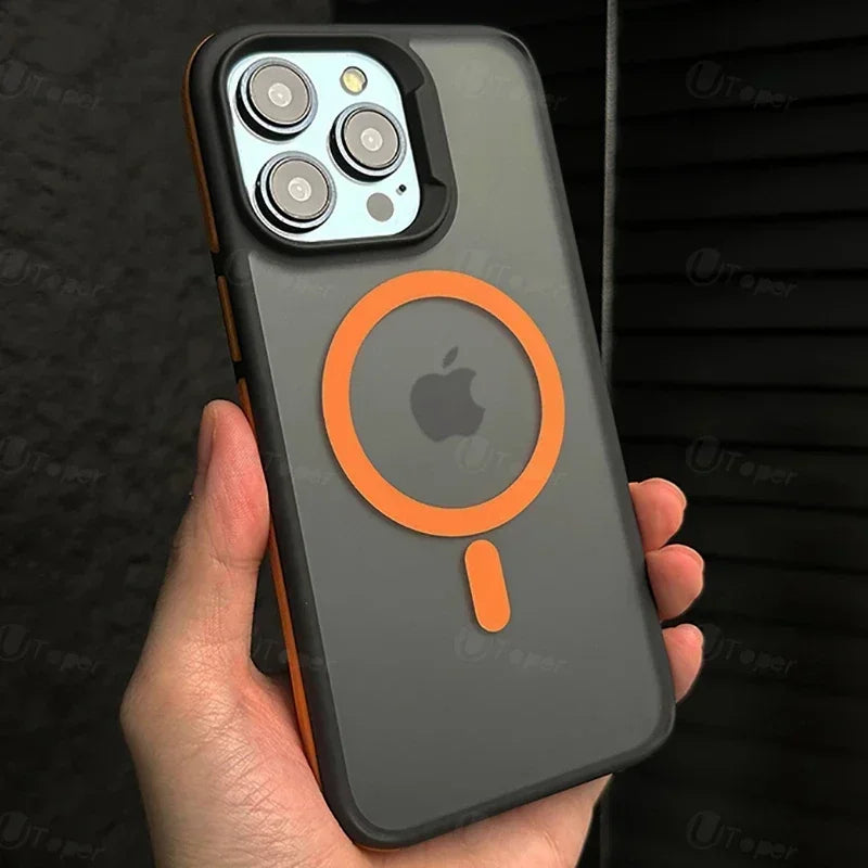 Bicolor Matte Frosted Magnetic Phone Case | Shockproof Hard Cover