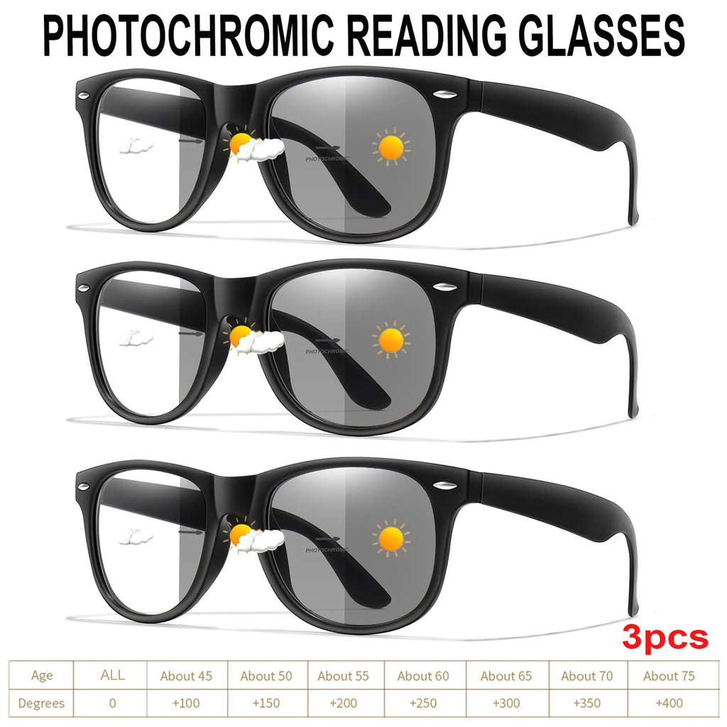Photochromic Reading Glasses - Stylish Full Frame Eyewear
