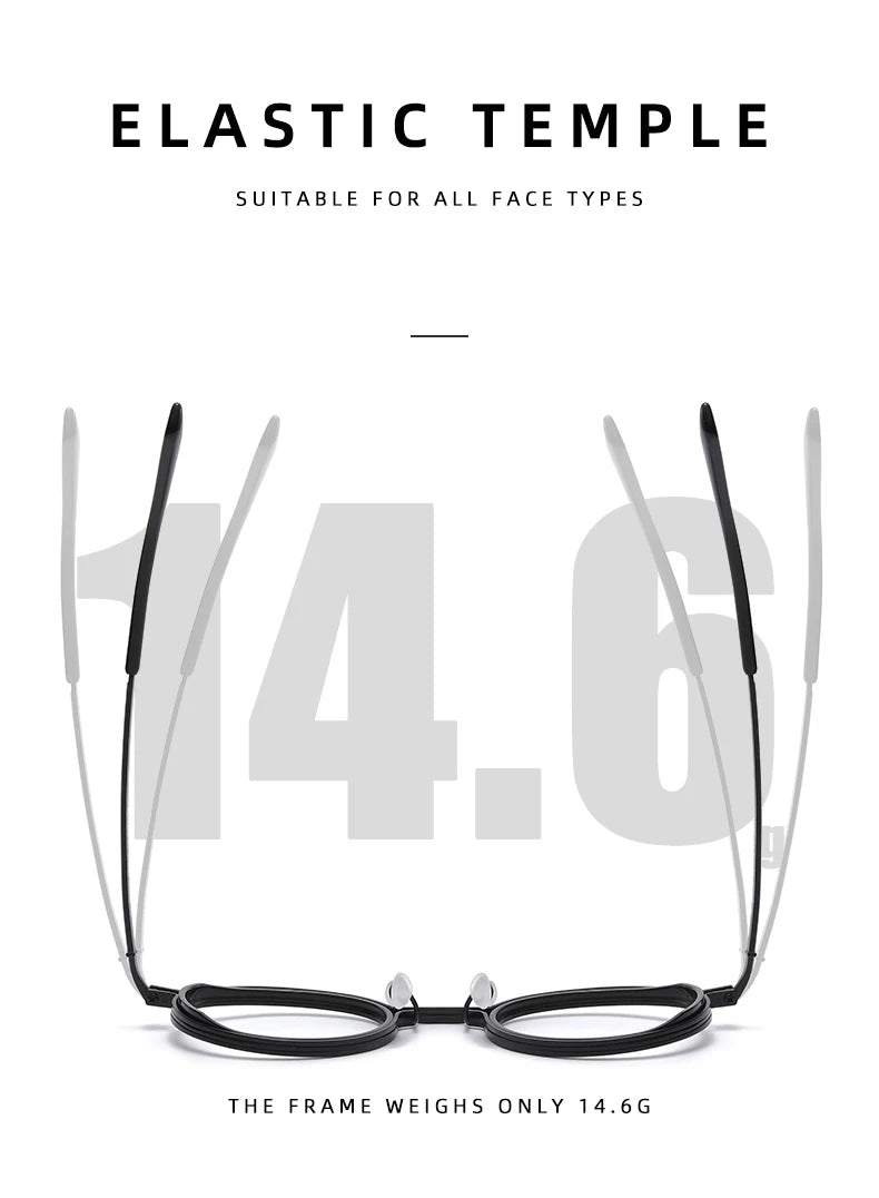 Men's Vintage Round Frame Titanium Glasses | Anti Blue Light Lenses