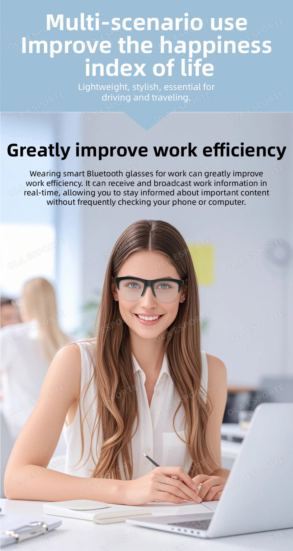 Photosensitive Smart Glasses with Bluetooth & UV Protection