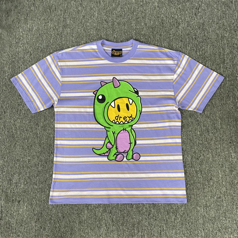Men's Oversized Dinosaur Smiley Print T-Shirt | Casual Streetwear