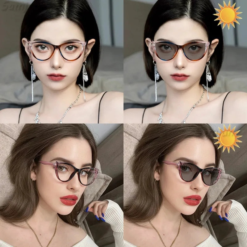 Women's Cat Eye Photochromic Anti-Radiation Glasses | Fashion Eyewear