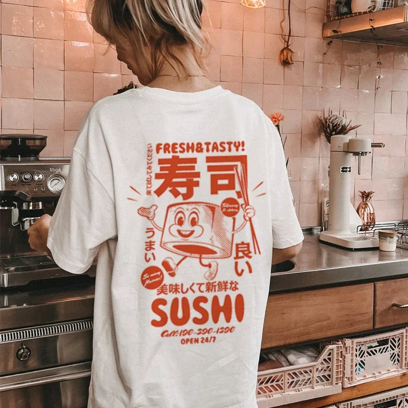 Cute Funny Retro Sushi T-Shirts | Oversized Unisex Graphic Tees