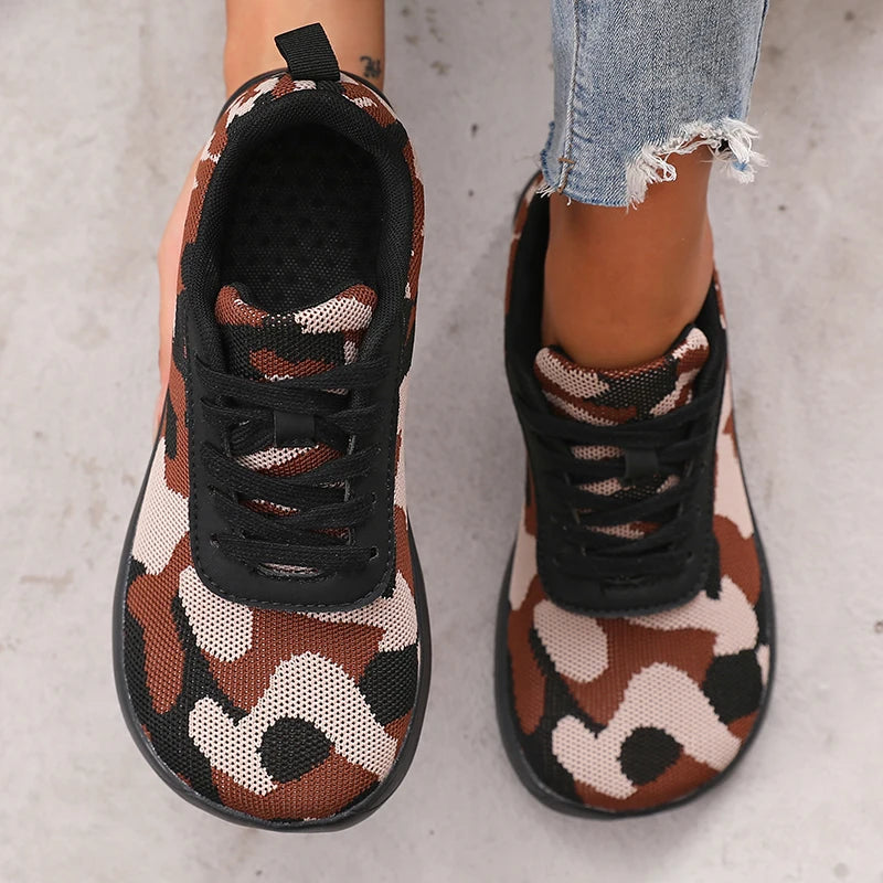 Camouflage Women's Breathable Mesh Flat Bottom Shoes | Comfort Fit