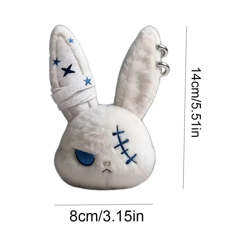 Cute Dark Bunny Doll Keychain | Gothic Style Plush Pendant