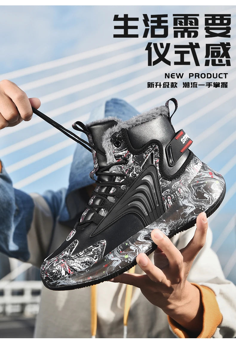 Men's Warm Waterproof Winter Boots | Non-Slip Plush Sneakers