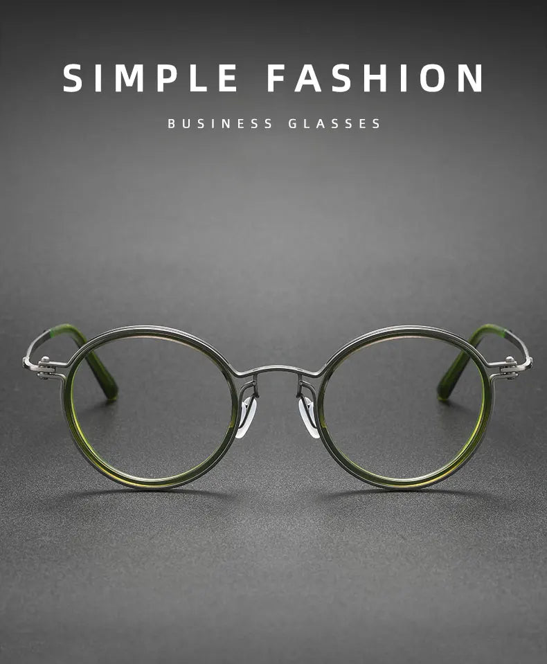 Men's Vintage Round Frame Titanium Glasses | Anti Blue Light Lenses