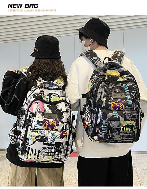 Trendy Personalized Graffiti Backpack | Large Capacity Unisex Bag