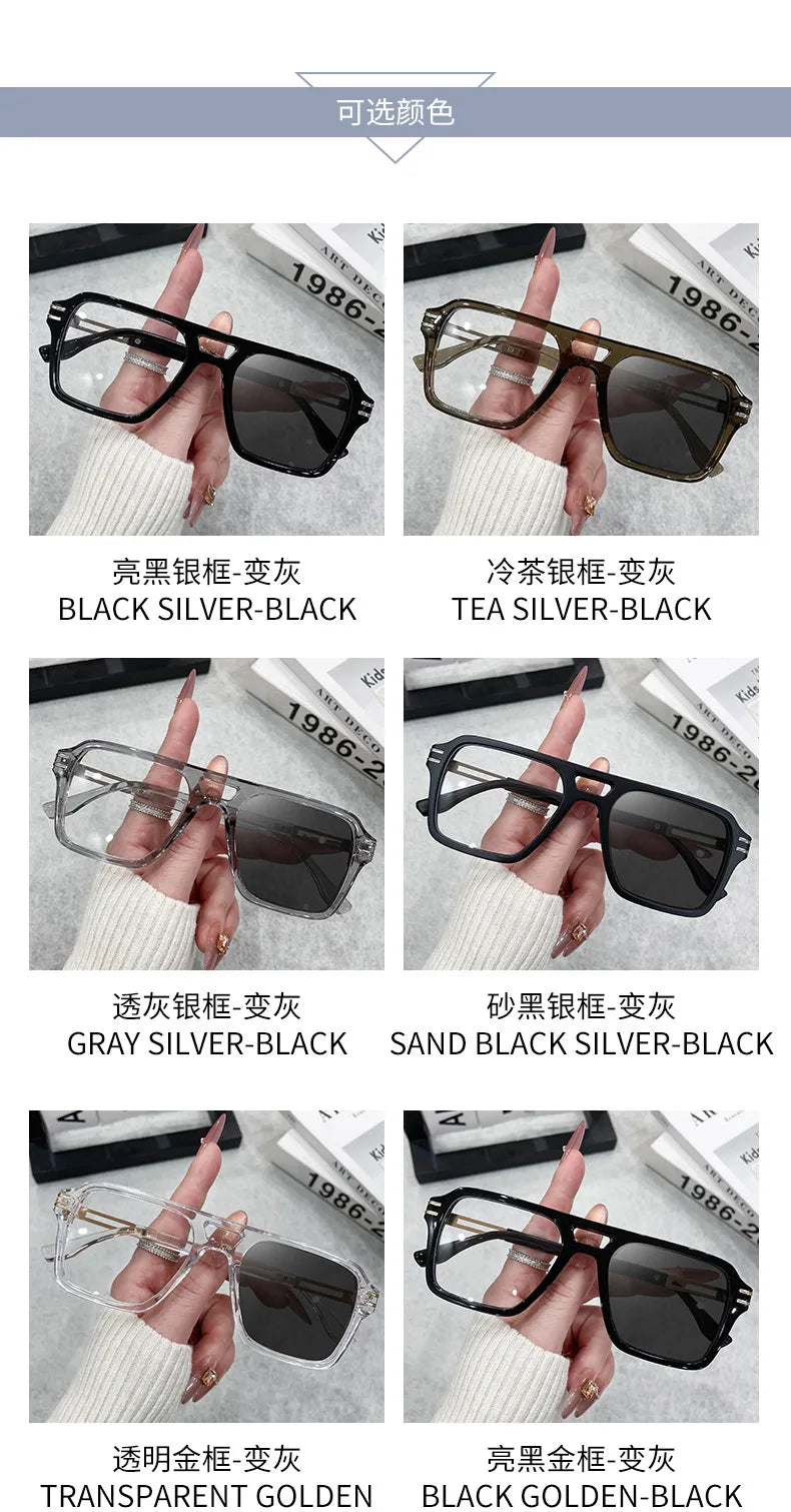 Vintage Square Sunglasses for Men and Women | Photochromic Eyewear