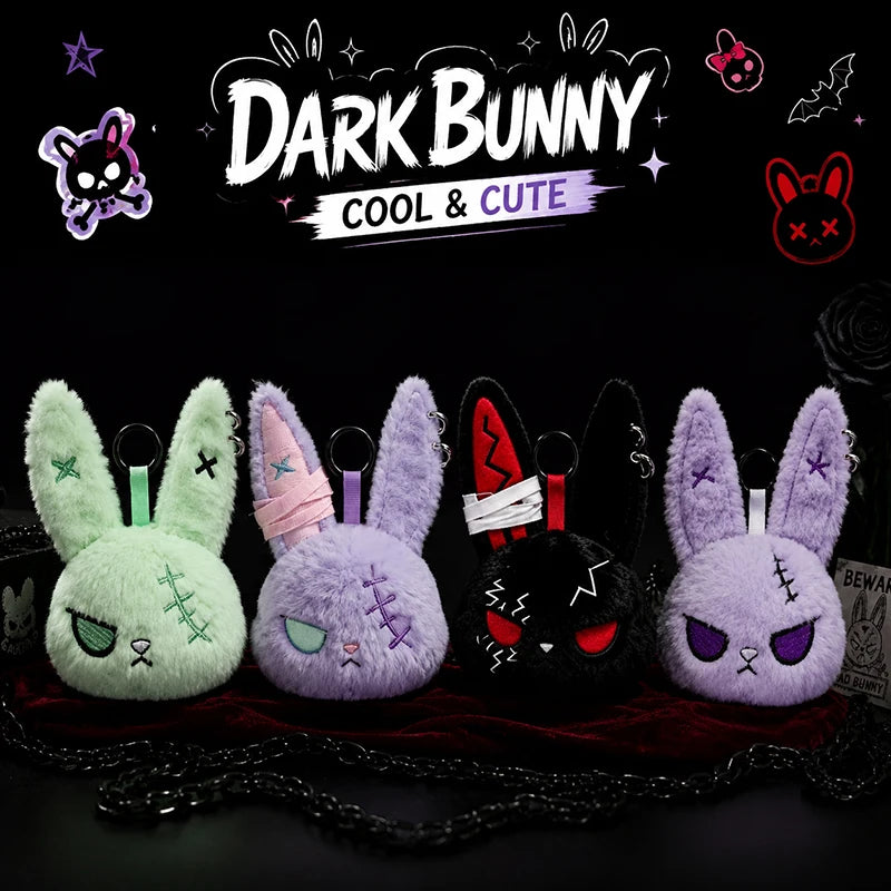 Gothic Bunny Keychain | Cute Rabbit Head Bag Charm for Halloween