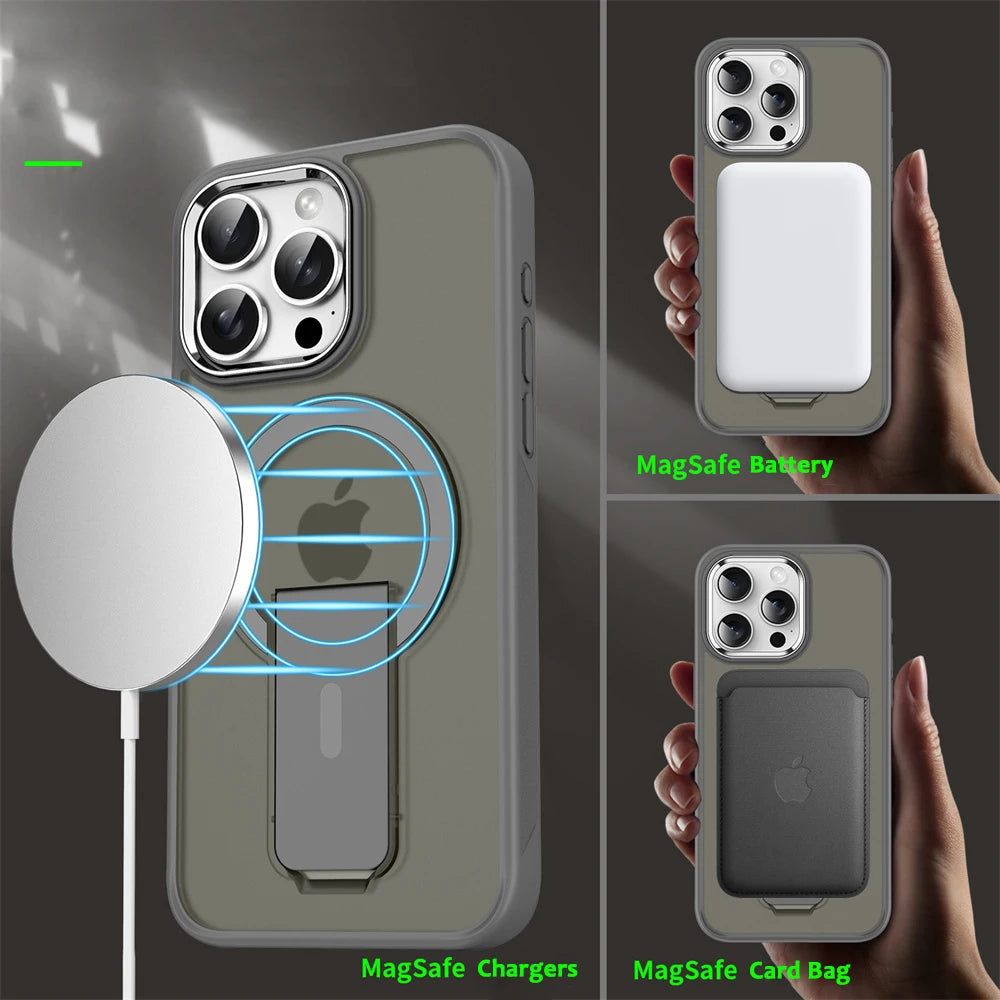 Luxury Magnetic Folding Stand Phone Case | Matte Translucent Cover
