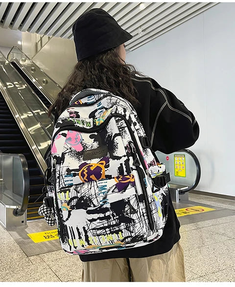 Trendy Personalized Graffiti Backpack | Large Capacity Unisex Bag