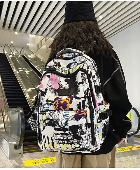 Trendy Personalized Graffiti Backpack | Large Capacity Unisex Bag