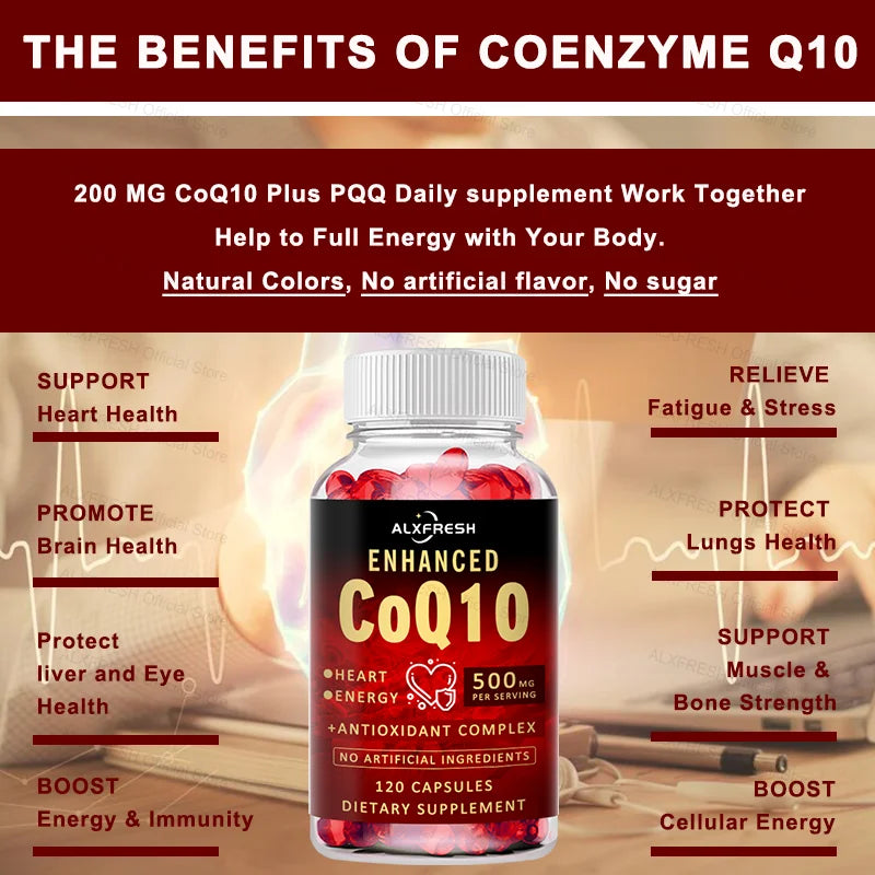 CoQ10 Capsules for Heart, Brain & Energy Support | Relieve Fatigue