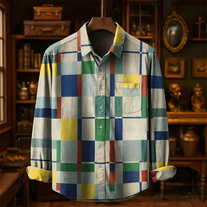 Colorful Fish Print Long-Sleeve Shirt | Trendy Casual Top for All