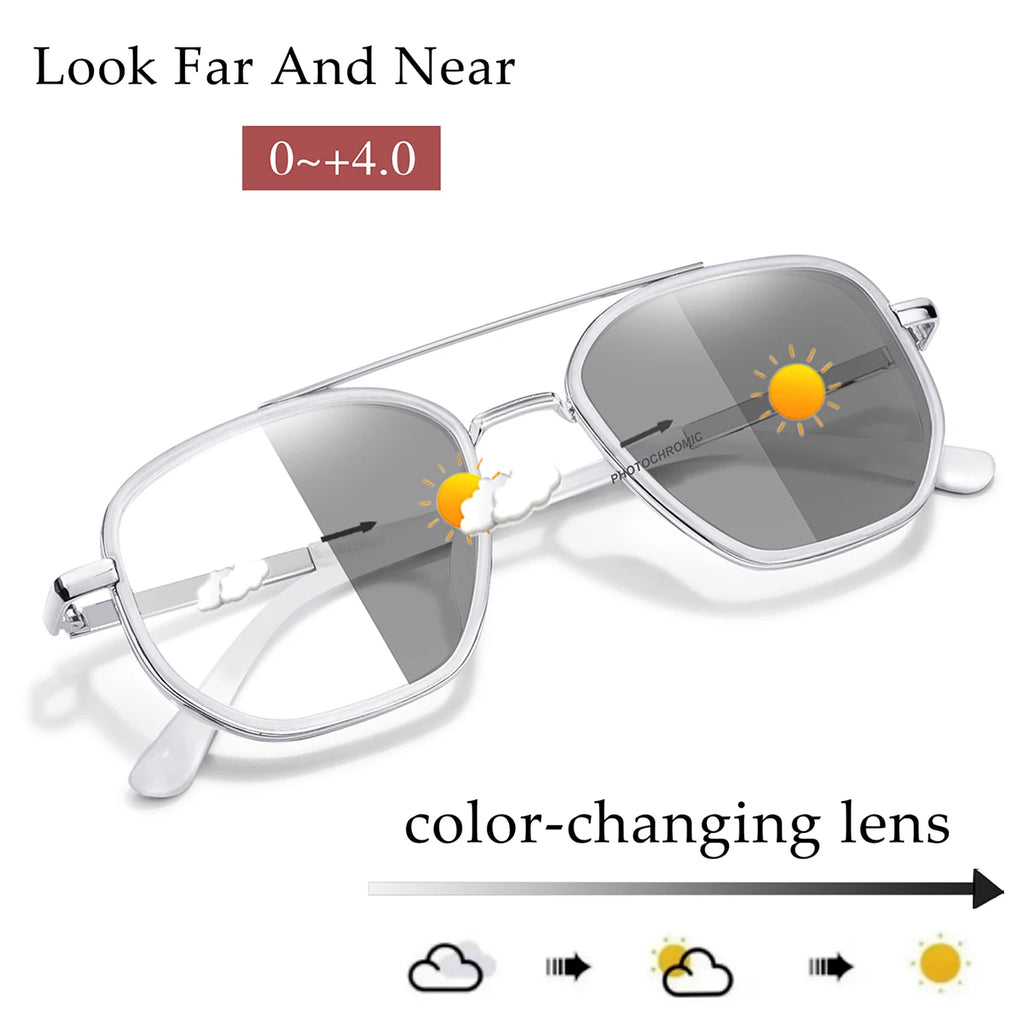 Stylish Square Photochromic Reading Glasses | Blue Light Blocking Eyewear