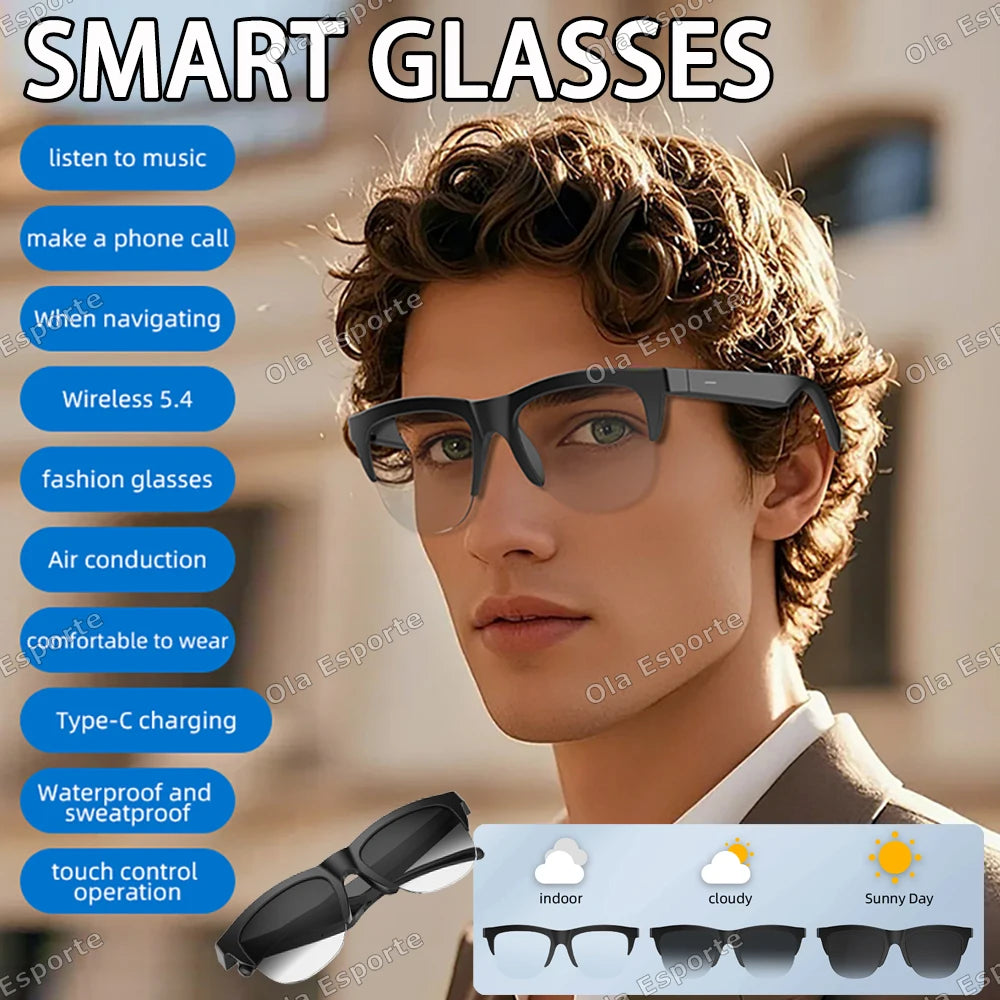 Photosensitive Smart Glasses with Bluetooth & UV Protection