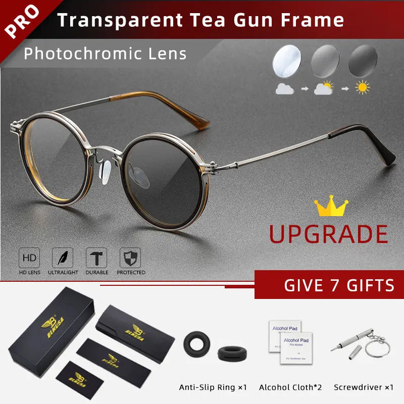Men's Vintage Round Frame Anti Blue Ray Reading Glasses