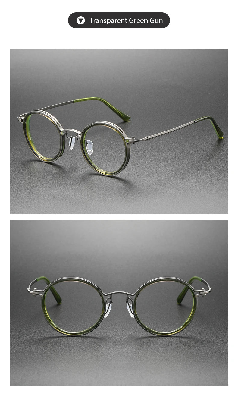 Men's Vintage Round Frame Titanium Glasses | Anti Blue Light Lenses
