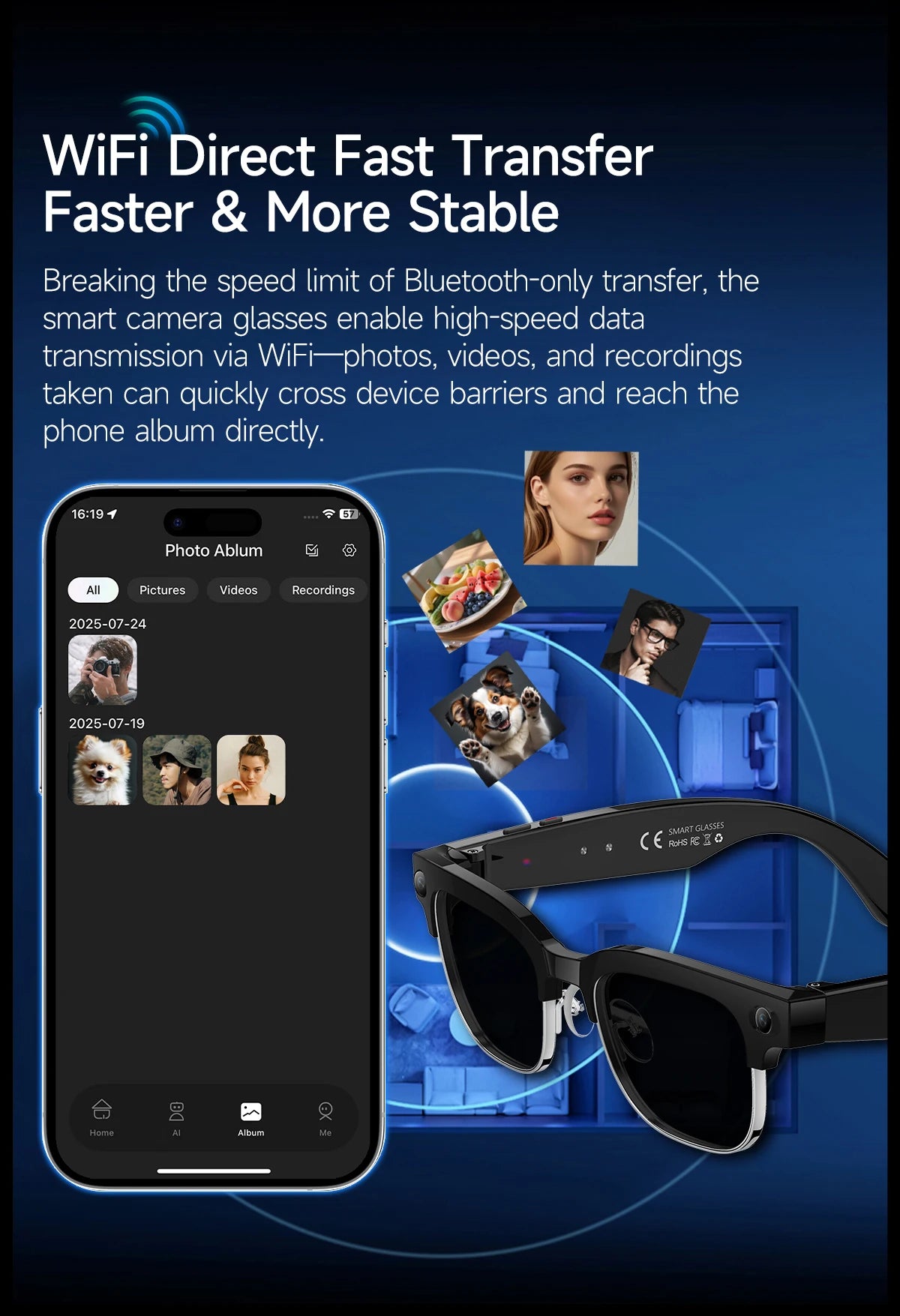 AI Smart Glasses with 8K HD Camera | Bluetooth Call & Voice Control