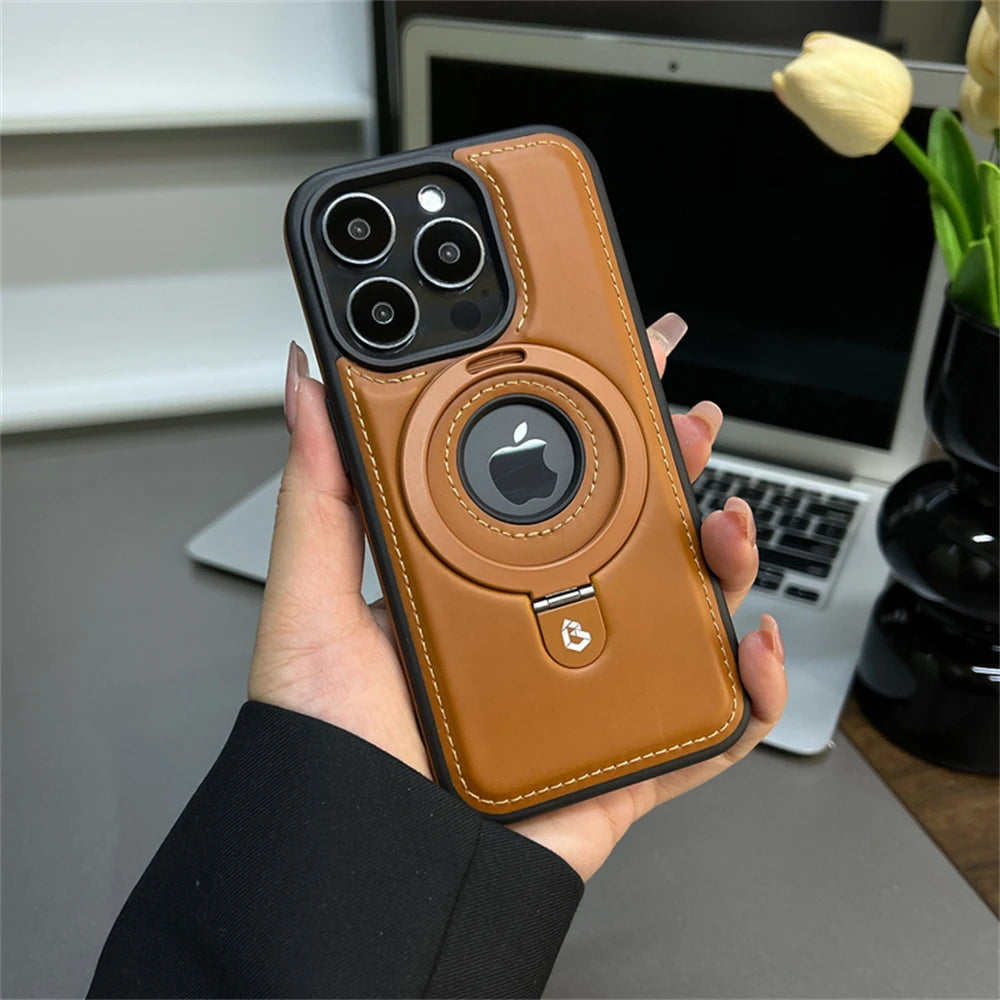 Luxury PU Leather Magnetic Stand Case for iPhone 13-17 Series