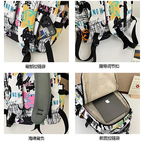 Trendy Personalized Graffiti Backpack | Large Capacity Unisex Bag