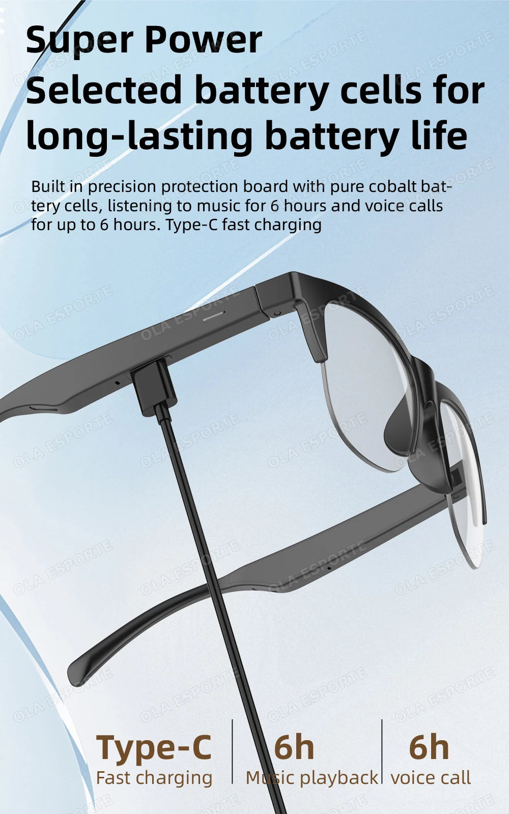Photosensitive Smart Glasses with Bluetooth & UV Protection