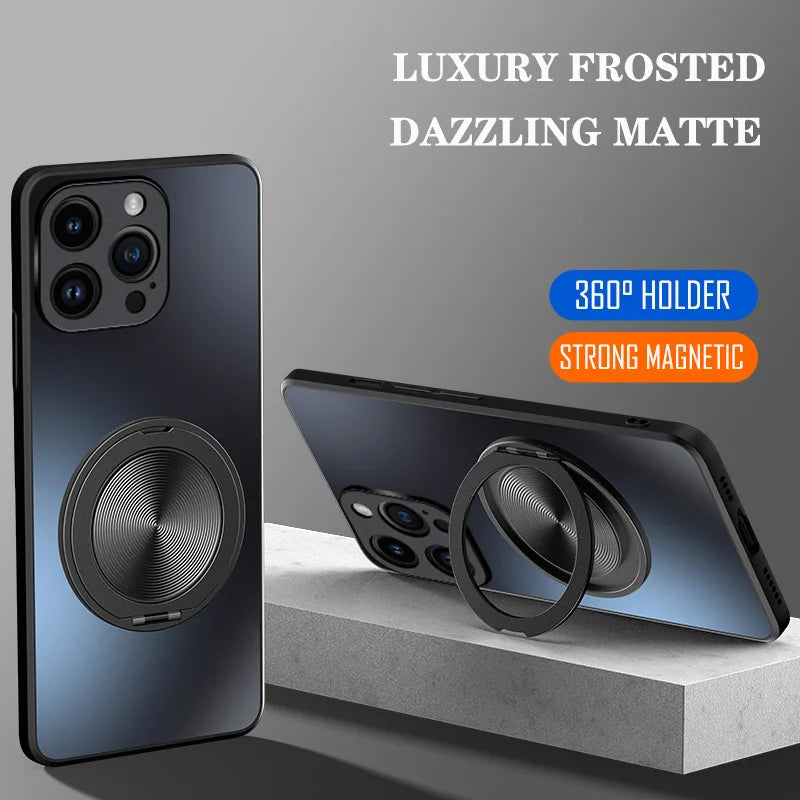 Matte Kickstand Ring Hard Case for iPhone | Protective Shell