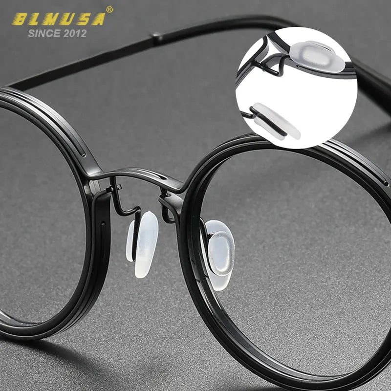 Men's Vintage Round Frame Titanium Glasses | Anti Blue Light Lenses