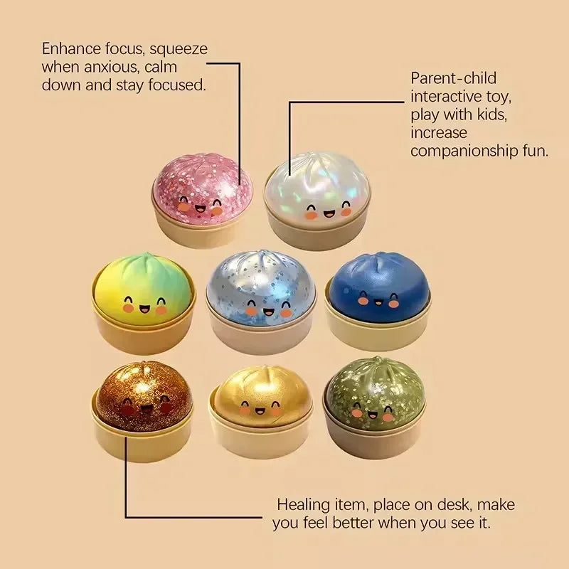Ultra Rare Gold Glitter Dumpling Squishy | Stress Relief Toy