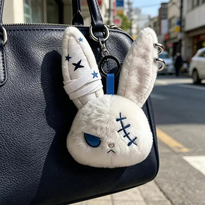 Gothic Rabbit Plush Keychain | Stylish Accessory for Bags