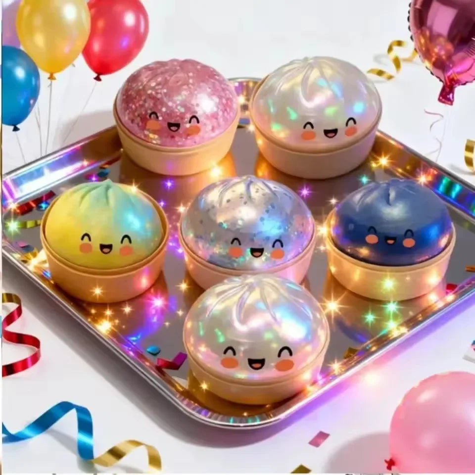 Ultra Rare Gold Glitter Dumpling Squishy | Stress Relief Toy
