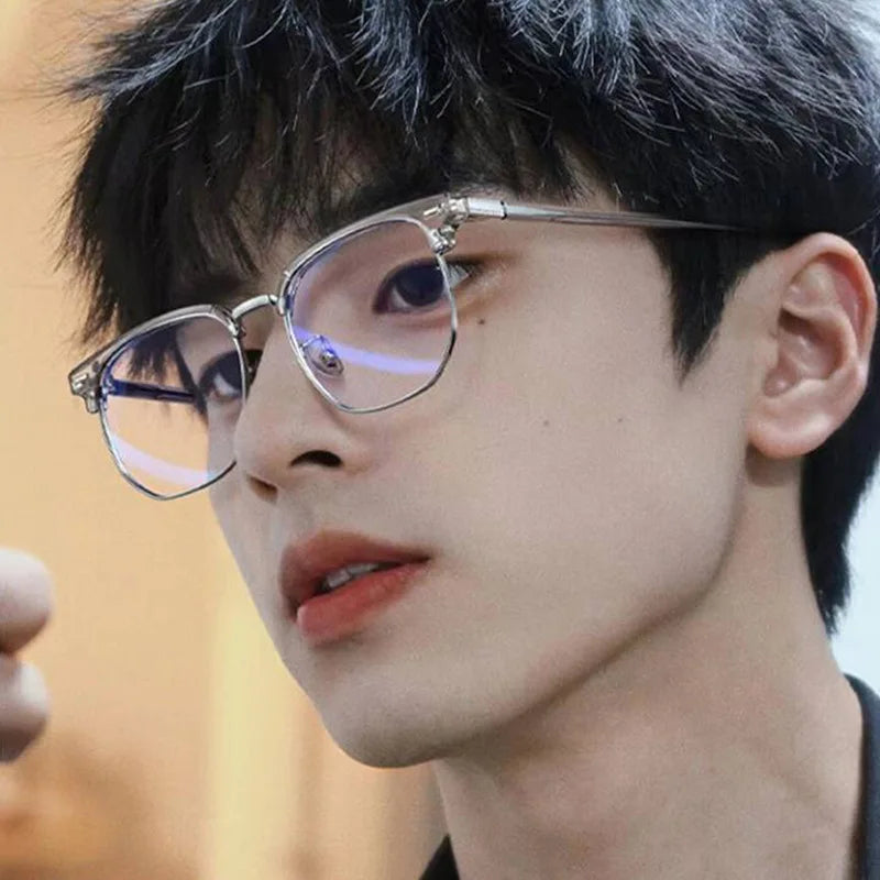 Trendy Unisex Square Anti-Blue Light Glasses | Metal Frame Eyewear