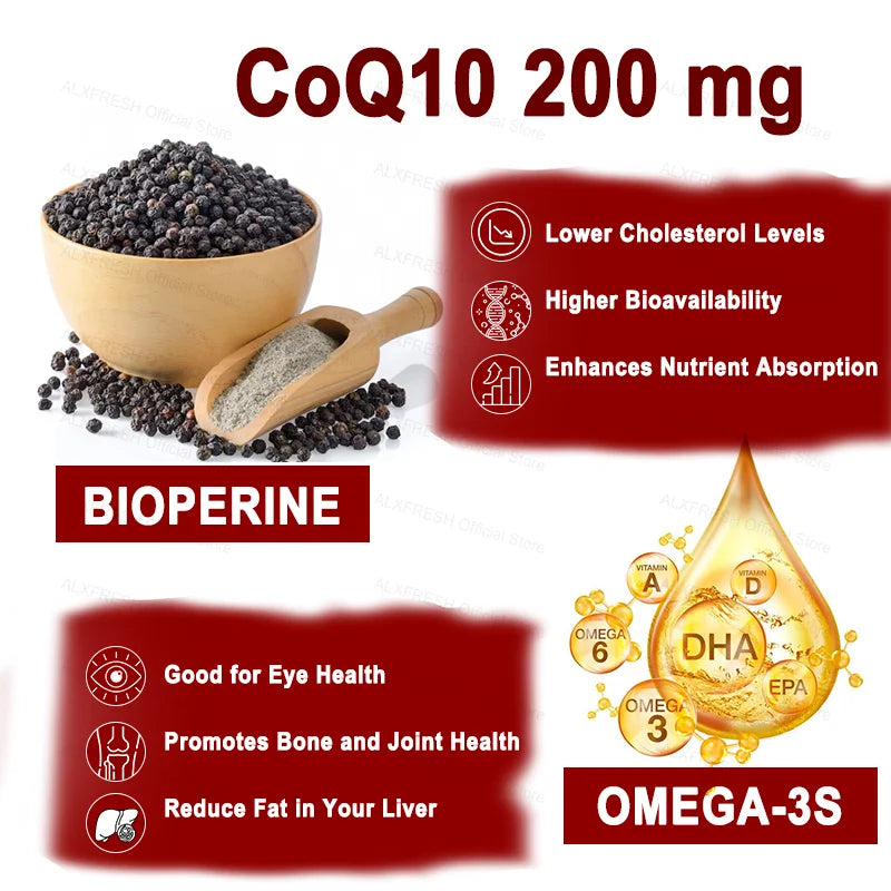 CoQ10 Capsules for Heart, Brain & Energy Support | Relieve Fatigue