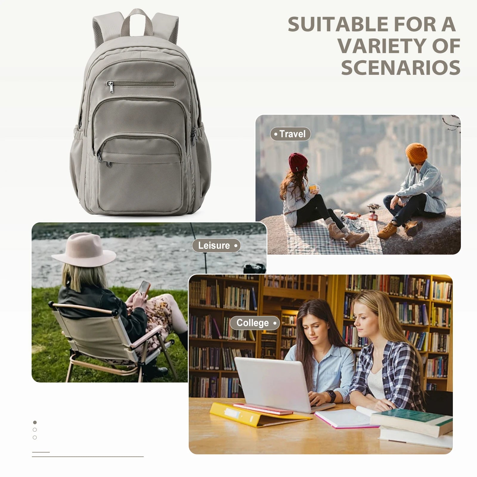 Unisex Casual Multi-Pocket Backpack | Stylish School Tote Bag