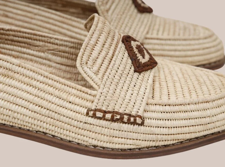Handmade Men's Raffia Moccasins | Natural Slip-On Loafers