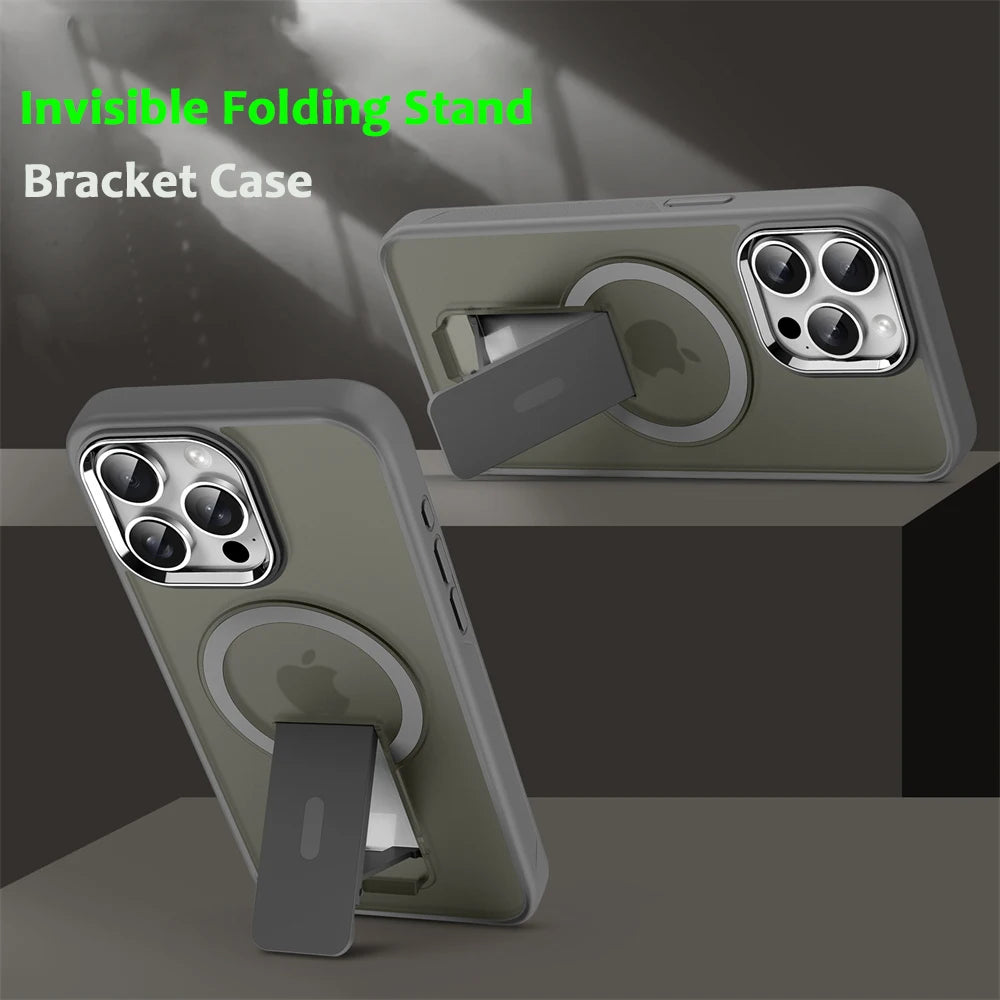 Luxury Magnetic Folding Stand Phone Case | Matte Translucent Cover
