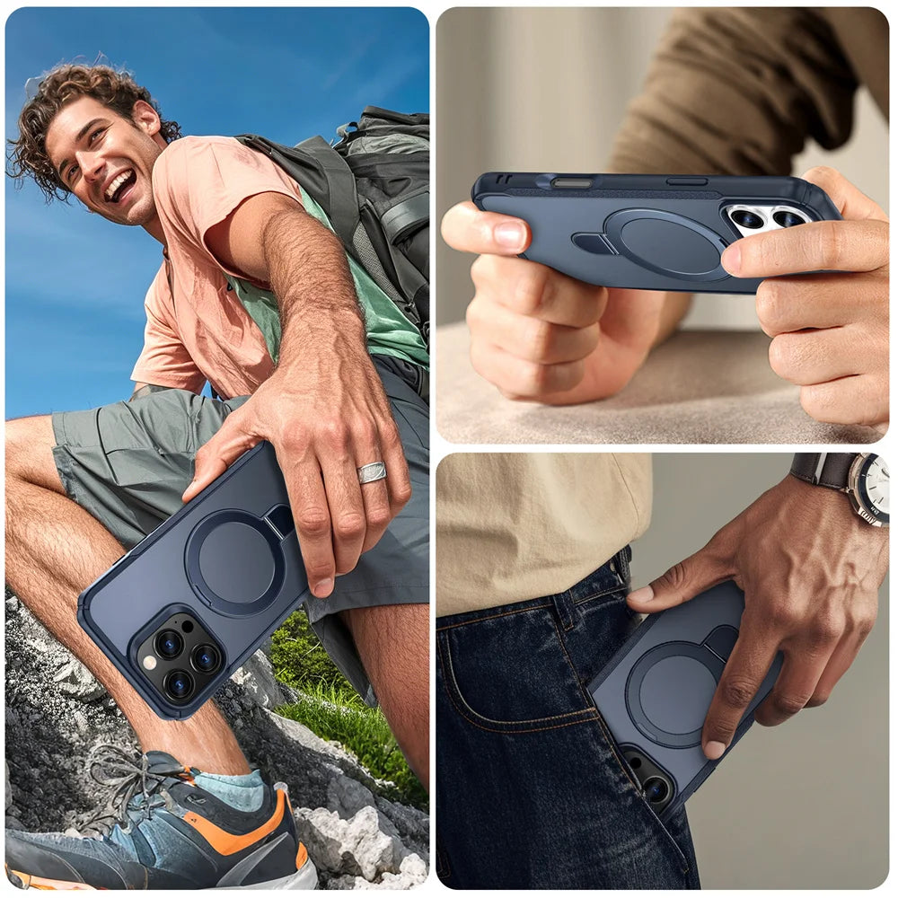 MagSafe Wireless Charge Folding Stand Phone Case | Anti-Slip Bumper Cover