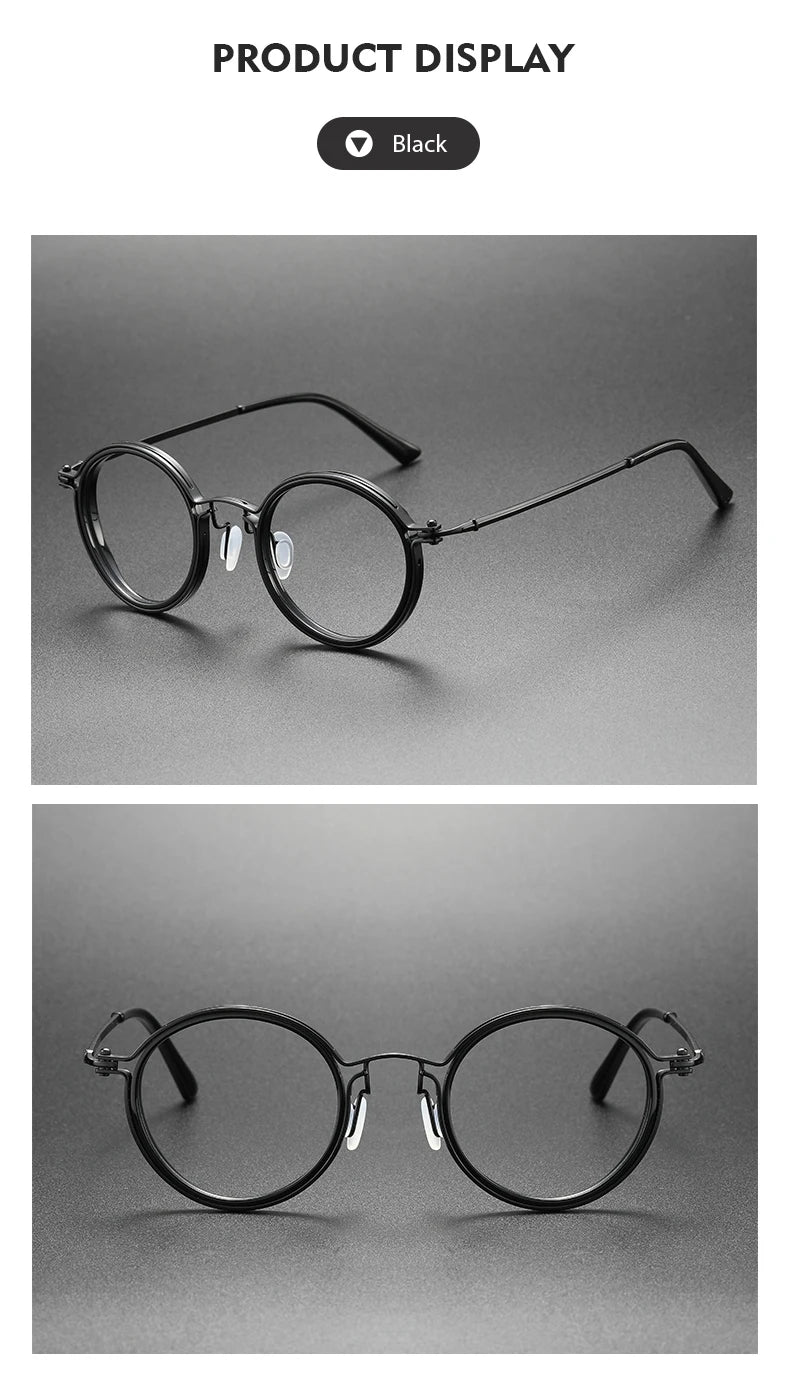 Men's Vintage Round Frame Titanium Glasses | Anti Blue Light Lenses
