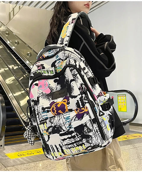 Trendy Personalized Graffiti Backpack | Large Capacity Unisex Bag