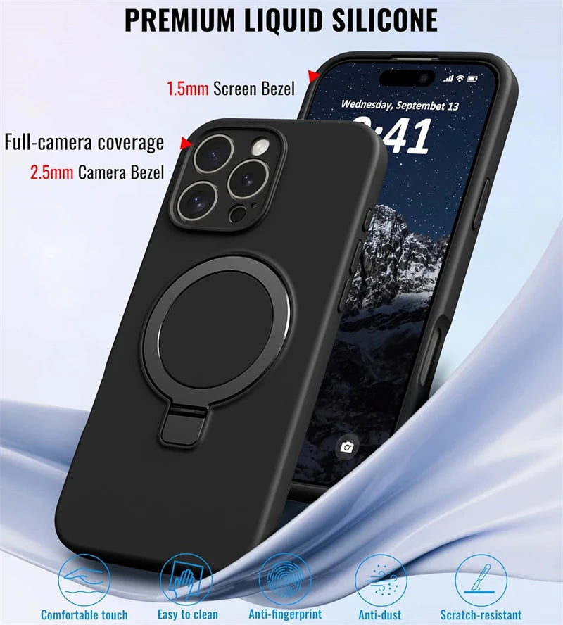 Liquid Silicone Magnetic Ring Holder Case for iPhone | Free Shipping