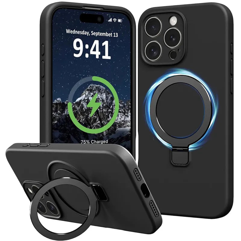 Liquid Silicone Magnetic Ring Holder Case for iPhone | Free Shipping