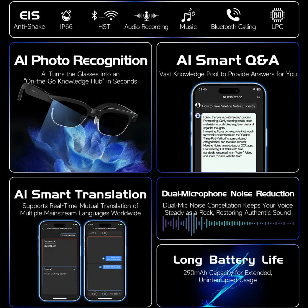 AI Smart Glasses with 8K HD Camera | Bluetooth Call & Voice Control