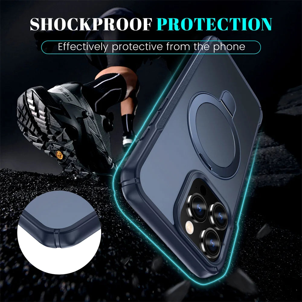 MagSafe Wireless Charge Folding Stand Phone Case | Anti-Slip Bumper Cover