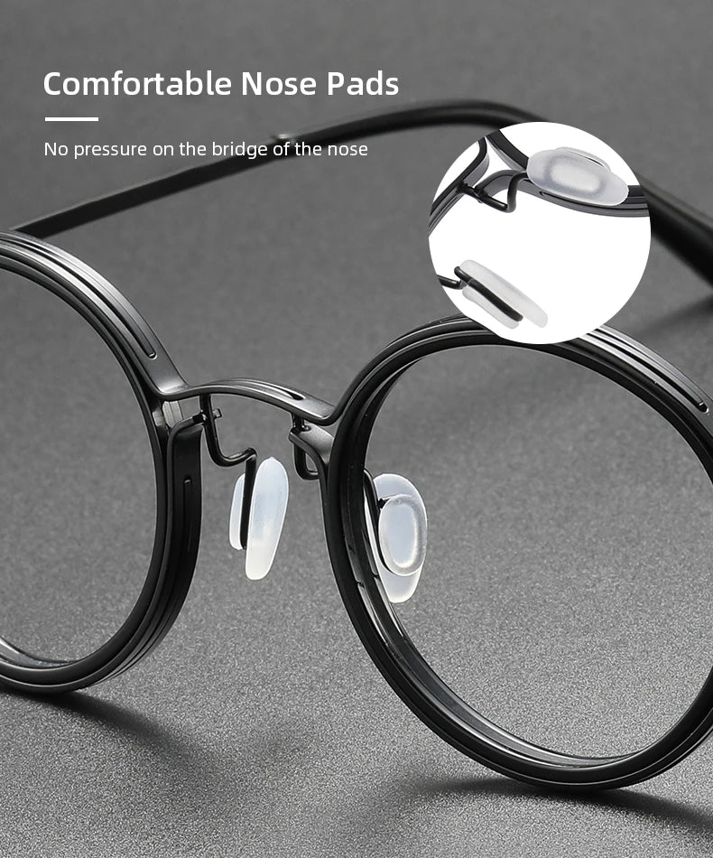 Men's Vintage Round Frame Titanium Glasses | Anti Blue Light Lenses