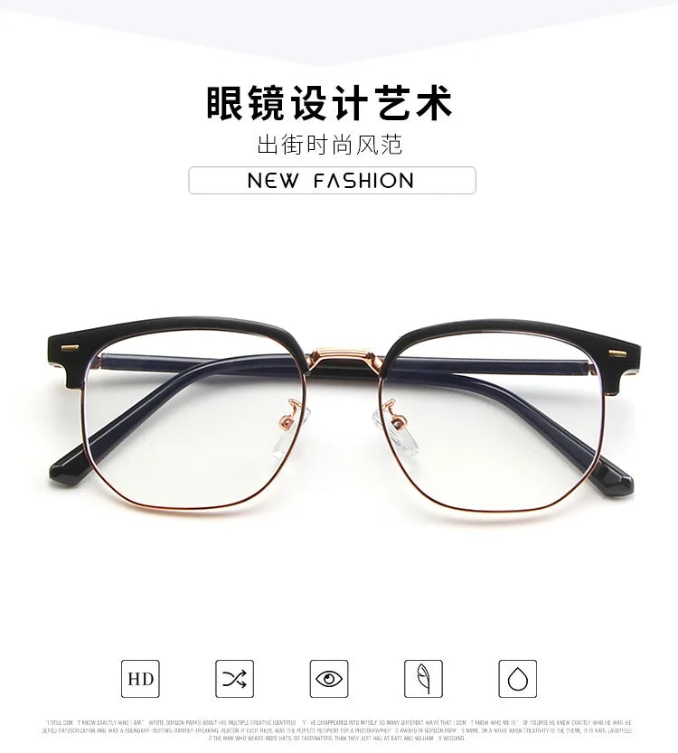 Trendy Unisex Square Anti-Blue Light Glasses | Metal Frame Eyewear