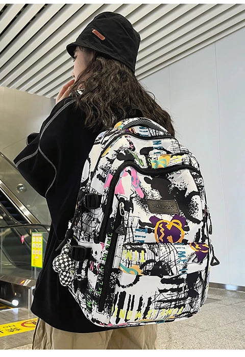 Trendy Personalized Graffiti Backpack | Large Capacity Unisex Bag