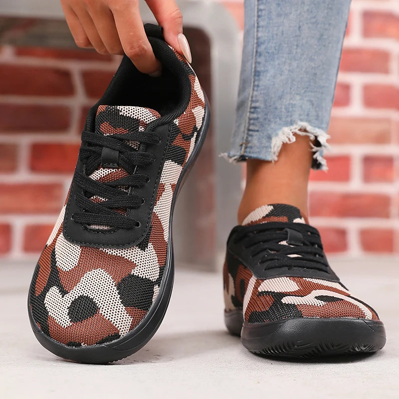 Camouflage Women's Breathable Mesh Flat Bottom Shoes | Comfort Fit