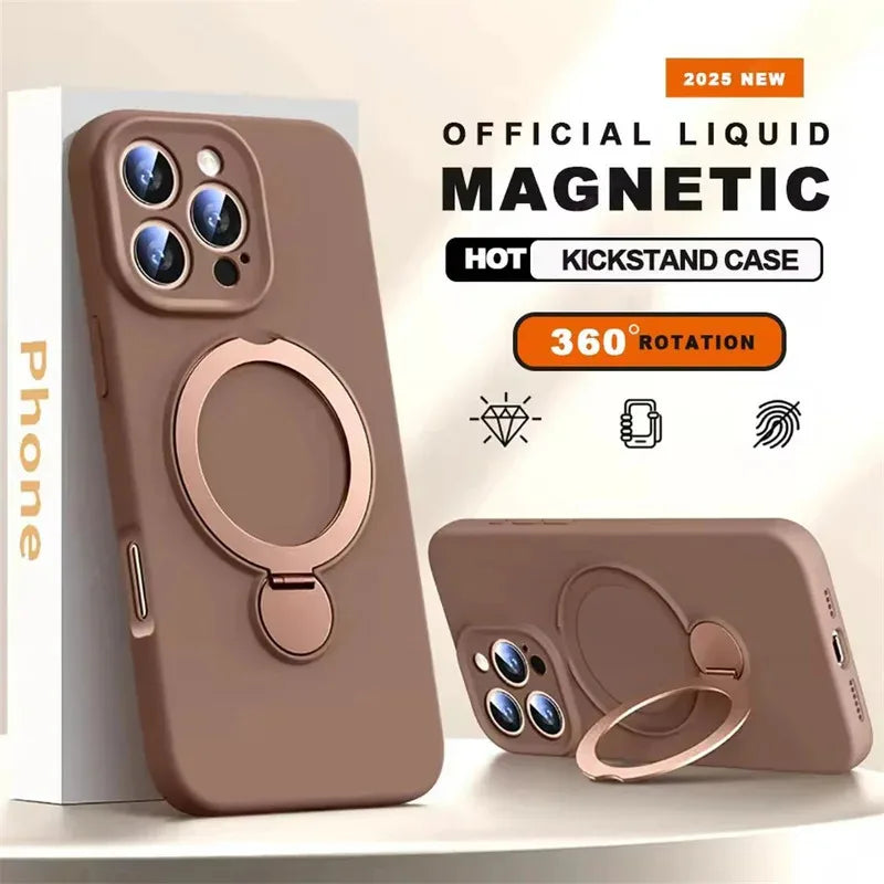 Liquid Matte Magnetic Stand Phone Case | Shockproof Design for iPhone