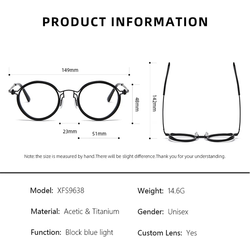 Men's Vintage Round Frame Titanium Glasses | Anti Blue Light Lenses
